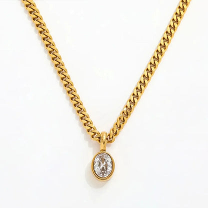 Modern Oval Chain Necklace - Diatoms