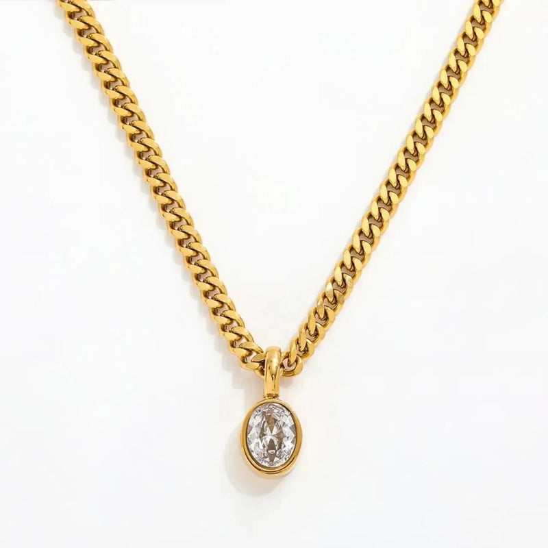Modern Oval Chain Necklace - Diatoms
