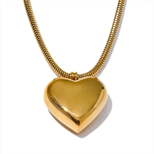 Golden Heart Magnetized Chain Necklace - Diatoms
