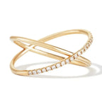 Diamond-Studded Gold Circle Ring - Diatoms