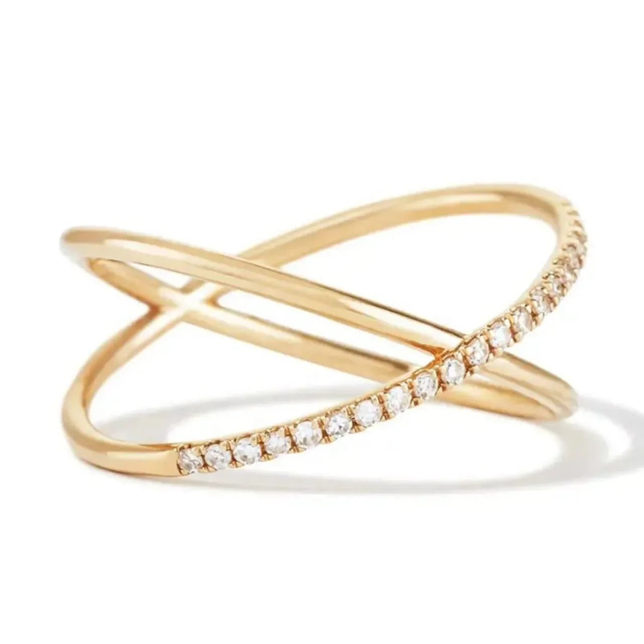 Diamond-Studded Gold Circle Ring - Diatoms