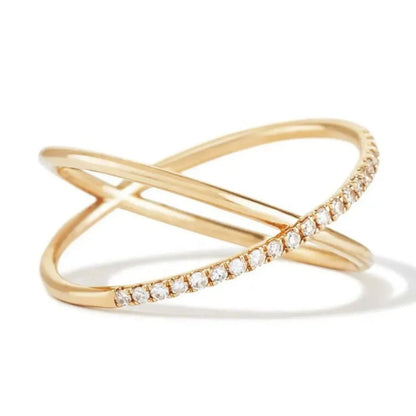 Diamond-Studded Gold Circle Ring - Diatoms