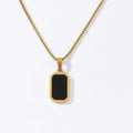 Black Enamel Gold Plated Necklace - Diatoms