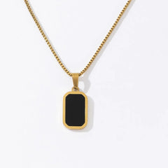 Black Enamel Gold Plated Necklace