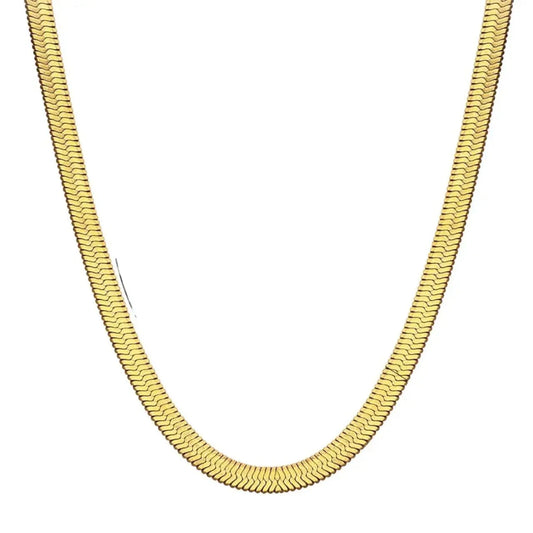 Luxe Herringbone Statement Gold Chain Necklace - Diatoms