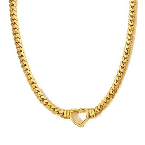 Hollow Heart Chain Necklace - Diatoms