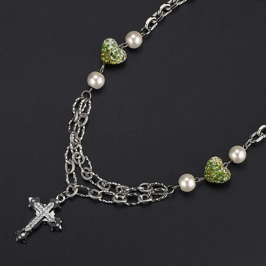 Diatoms Hip-Hop Heart Shape Inlay Rhinestones Unisex Pendant - Diatoms