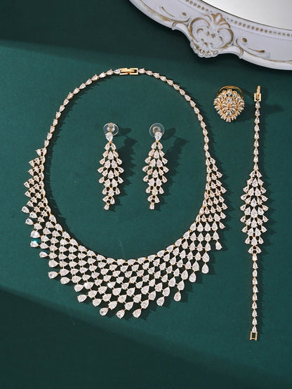 Luxurious Water Droplets Zircon Inlay Jewelry Set