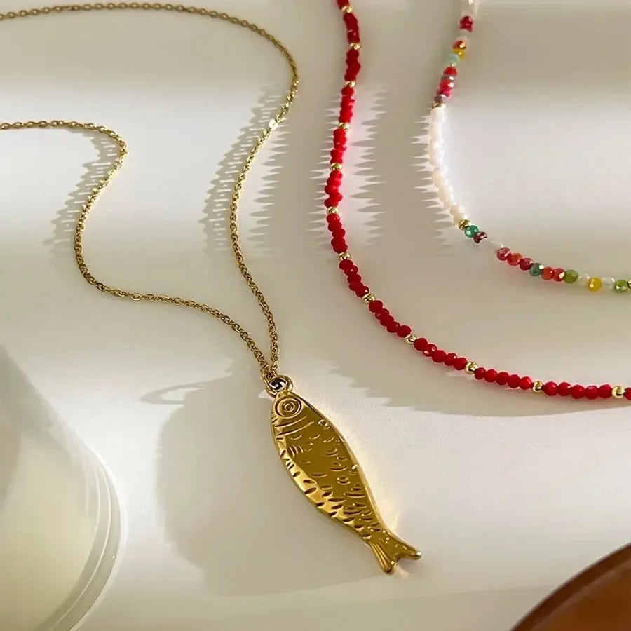 Vintage Style Fish Beaded Chain Necklaces - Diatoms