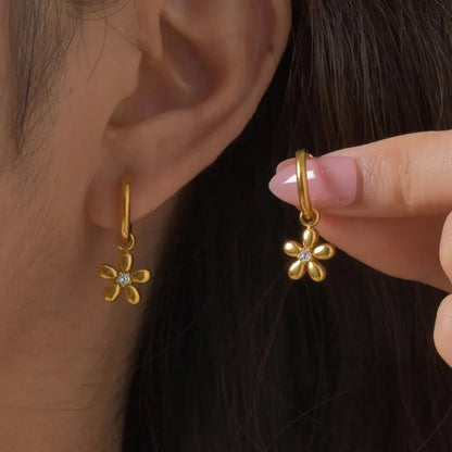Artistic Flower Hoop Earrings - Diatoms
