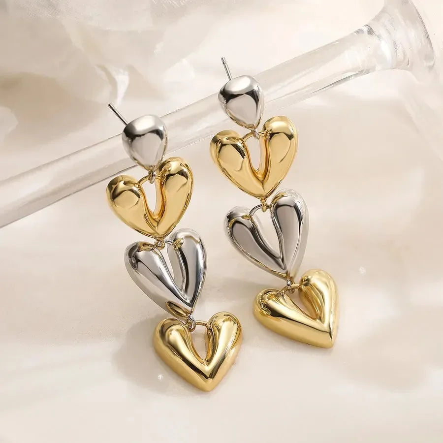 Commute Heart Shape Drop Earrings - Diatoms