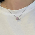Luxy Silver Square Heart Shape Pendant - Diatoms