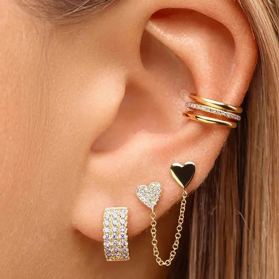 Cute French Style Heart Shape Dangling Earrings - Diatoms