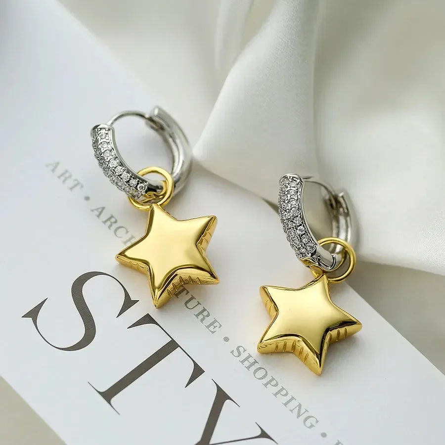 Commute Star Heart Shape Drop Earrings - Diatoms