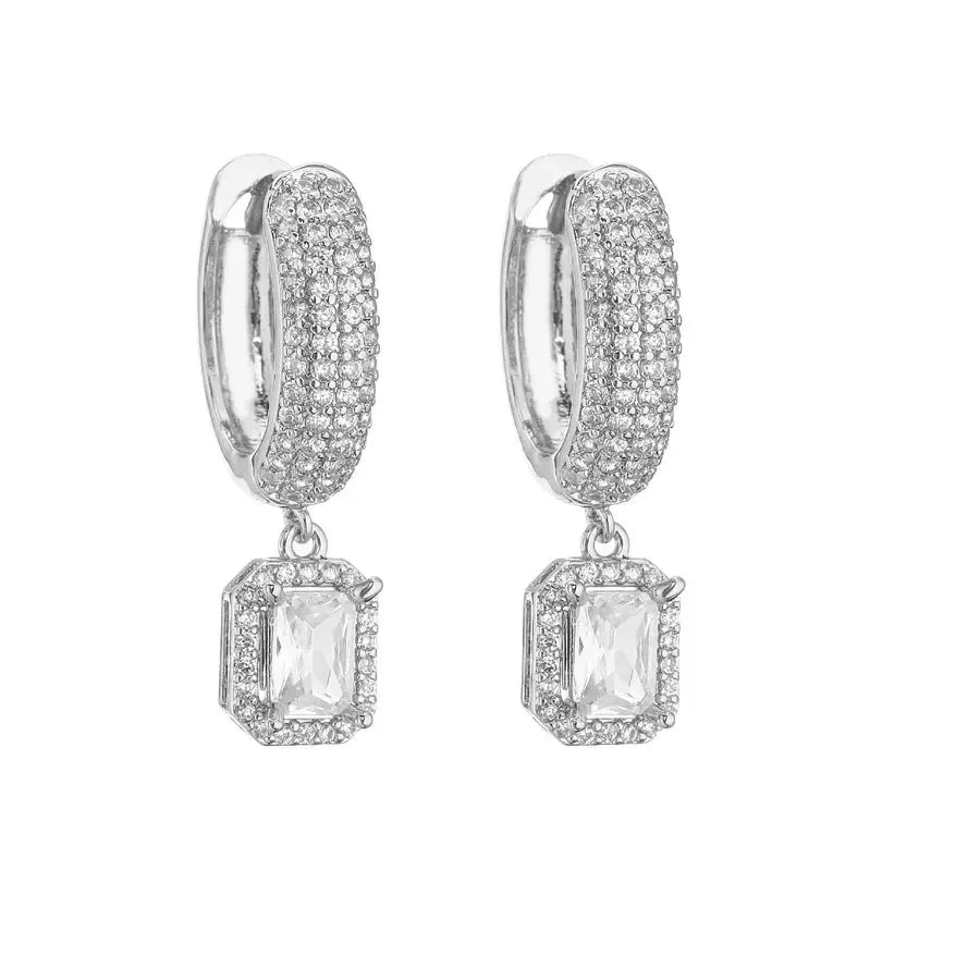 Shiny Hoop Square Earrings - Diatoms