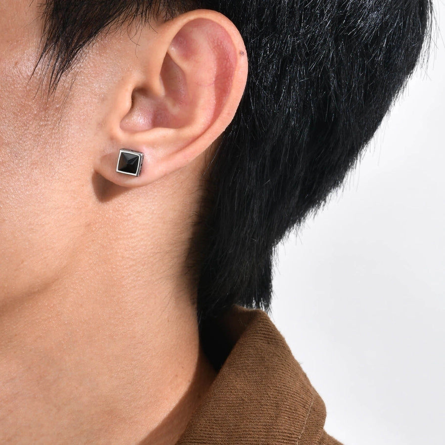 Diatoms Black Ear Studs