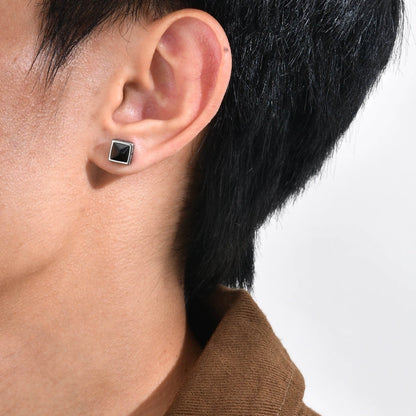 Diatoms Black Ear Studs