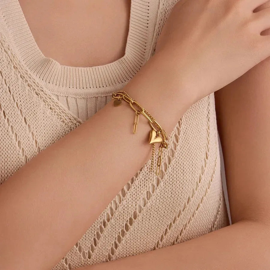 Star Heart Chainlink Bracelet - Diatoms