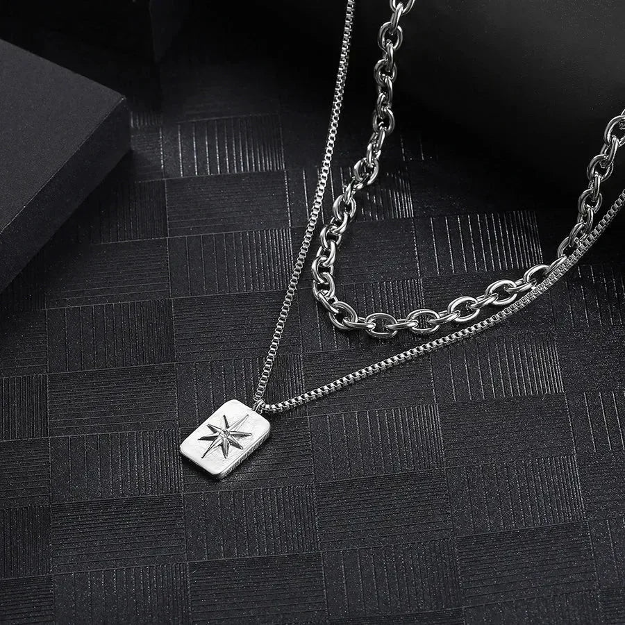 Diatoms Hip-Hop Retro Inlay Rhinestones Unisex Layered Necklace - Diatoms