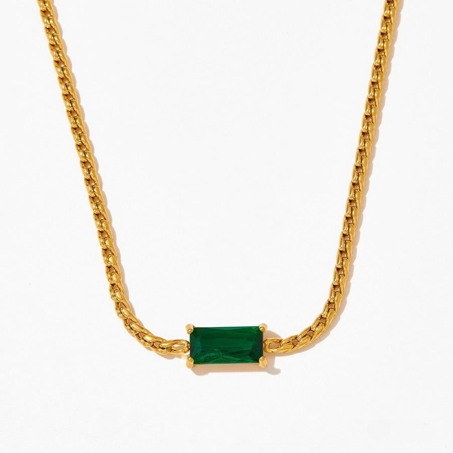 Vertical Emerald Rectangle Necklace