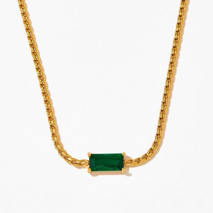 Vertical Emerald Rectangle Necklace