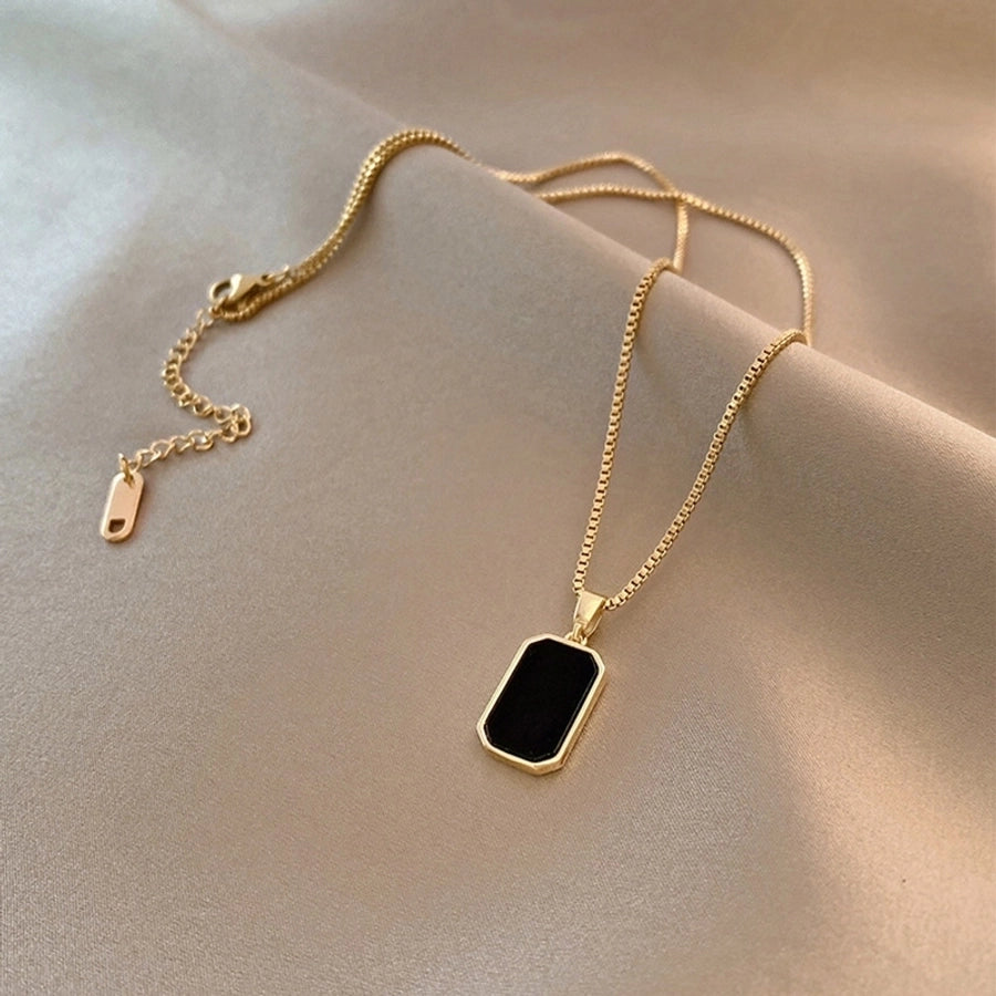 Black Enamel Gold Plated Necklace