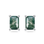 Natural Moss Silver Ear Studs - Diatoms