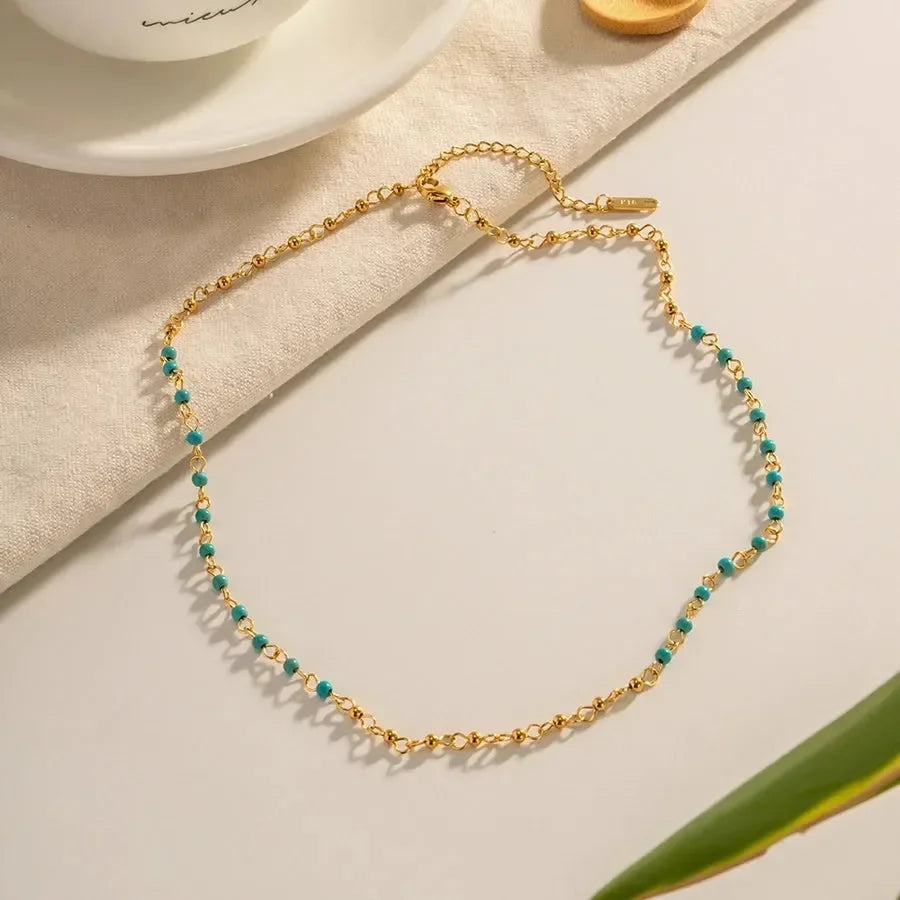 Blue Beaded Necklace - Diatoms