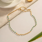 Blue Beaded Necklace - Diatoms