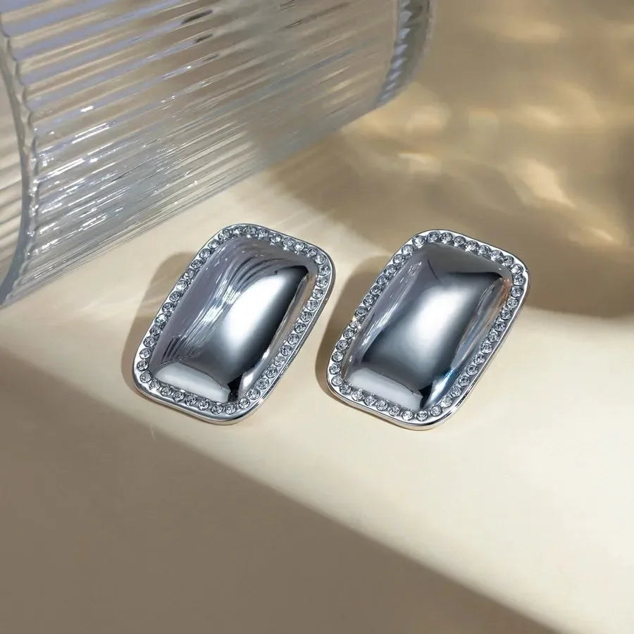 Artistic Rectangle Ear Studs - Diatoms