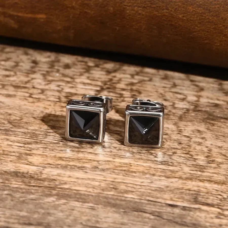 Diatoms Black Ear Studs - Diatoms