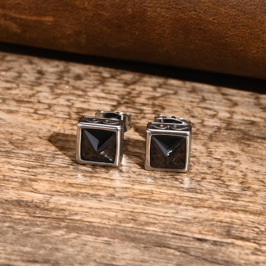 Diatoms Black Ear Studs