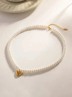 Pearls Beaded Heart Shape Necklace - Diatoms