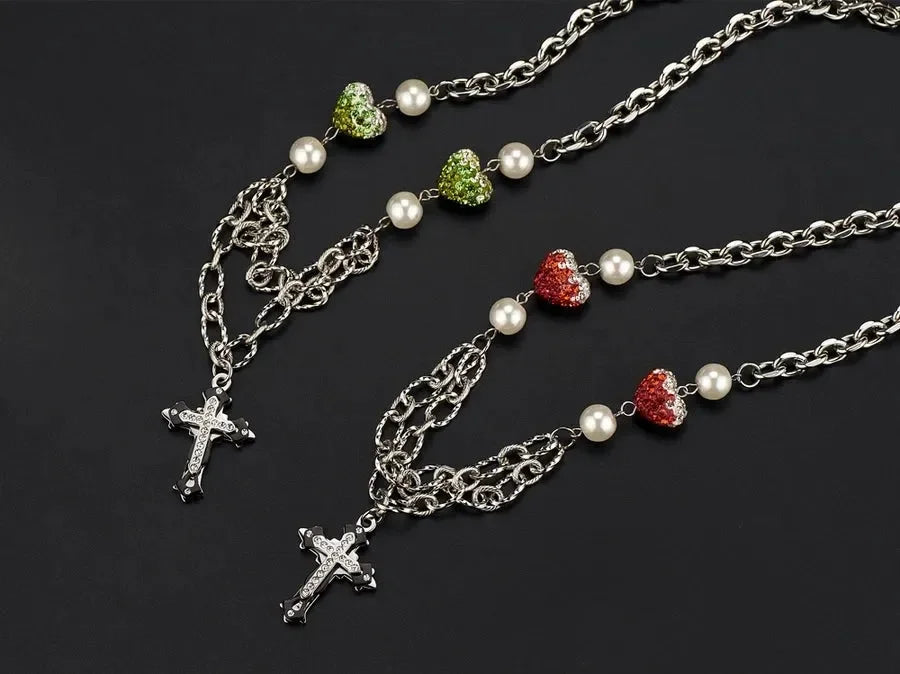 Diatoms Hip-Hop Heart Shape Inlay Rhinestones Unisex Pendant - Diatoms