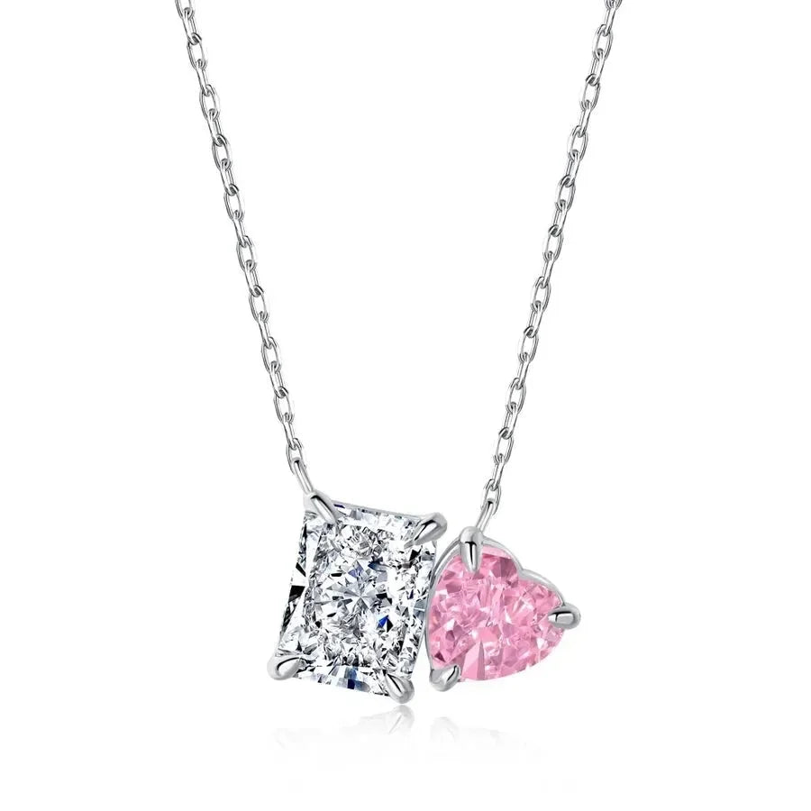 Luxy Silver Square Heart Shape Pendant - Diatoms