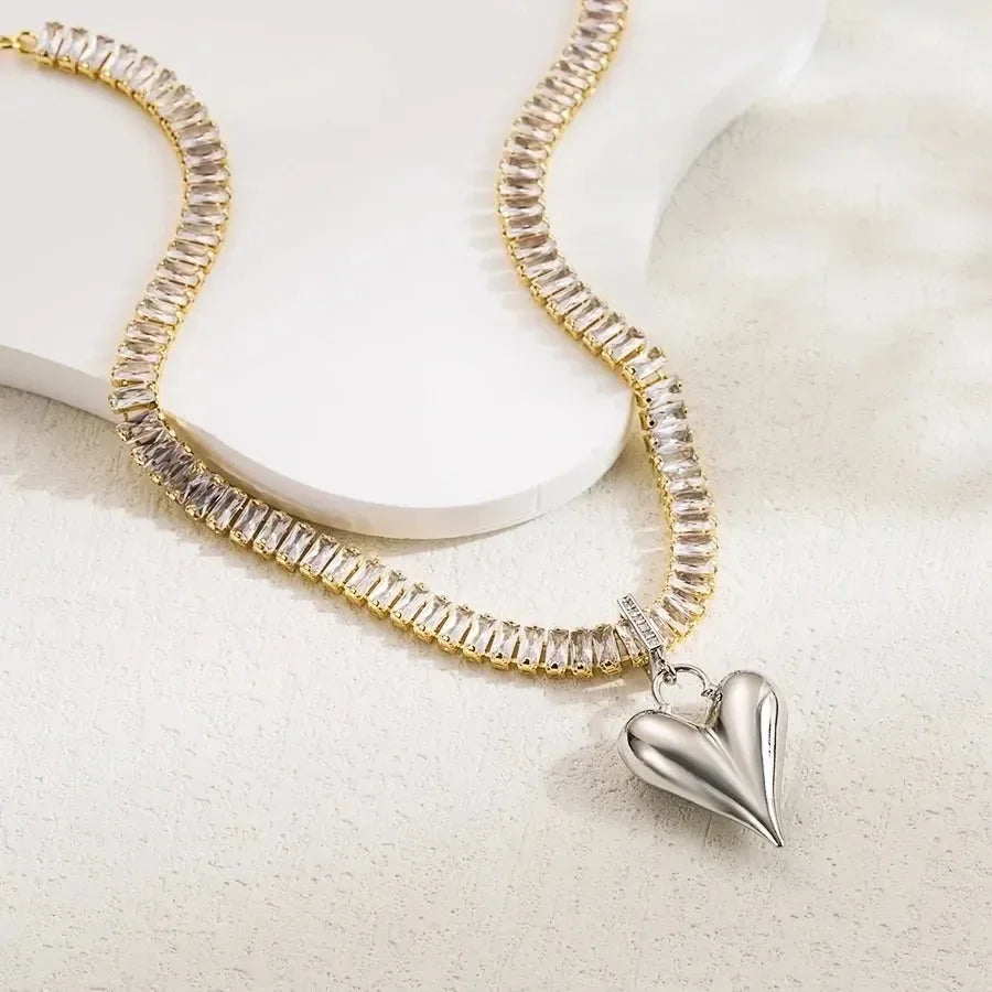 Three-dimensional Inlay Heart Shape Necklace - Diatoms