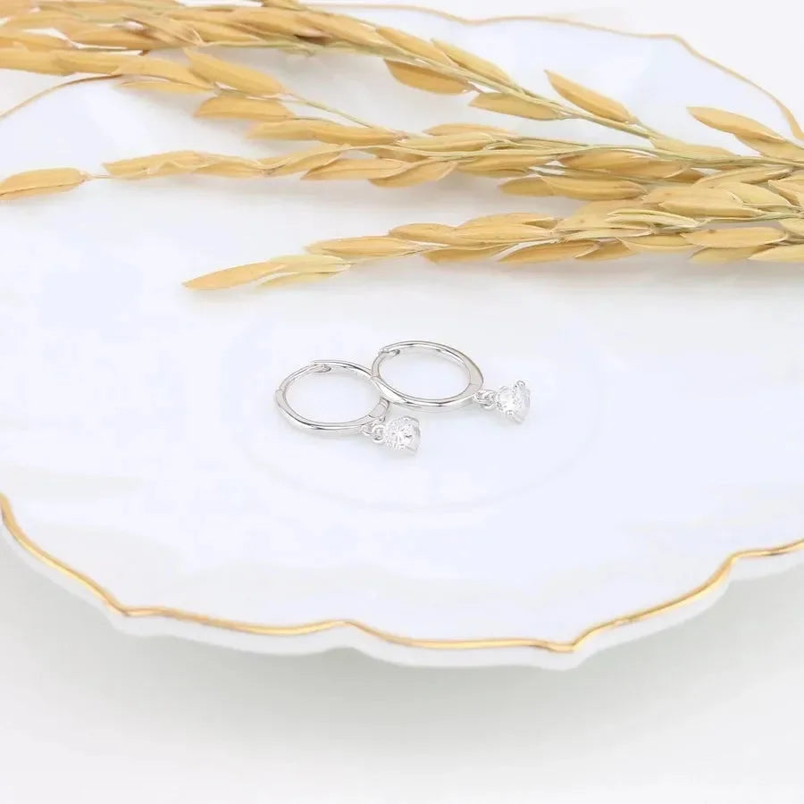 Graceful Gem Drop Sterling Silver Earrings - Diatoms