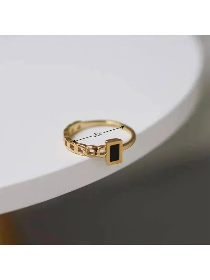Black Charm Ring - Diatoms