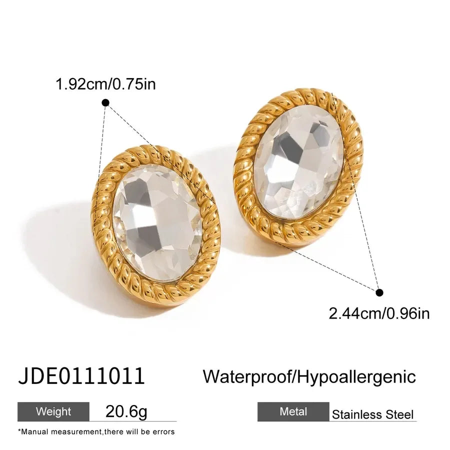 Geometric Glass Stone Ear Studs - Diatoms