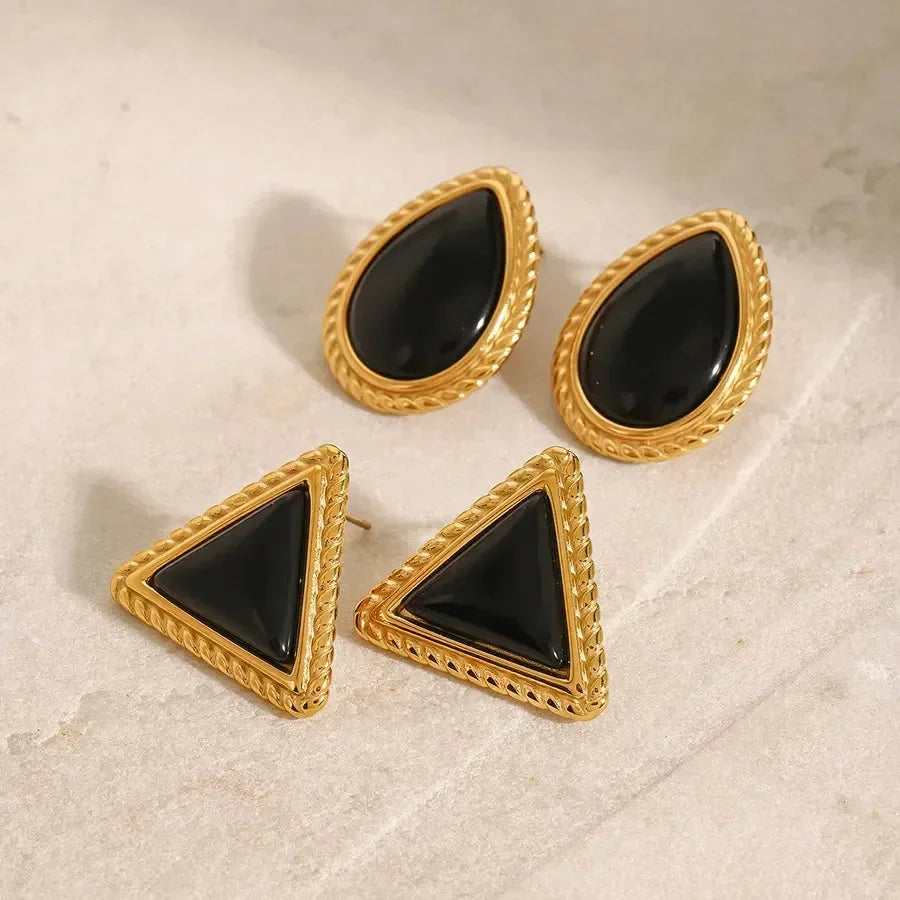 Classic Style Triangle Water Droplets Ear Studs - Diatoms
