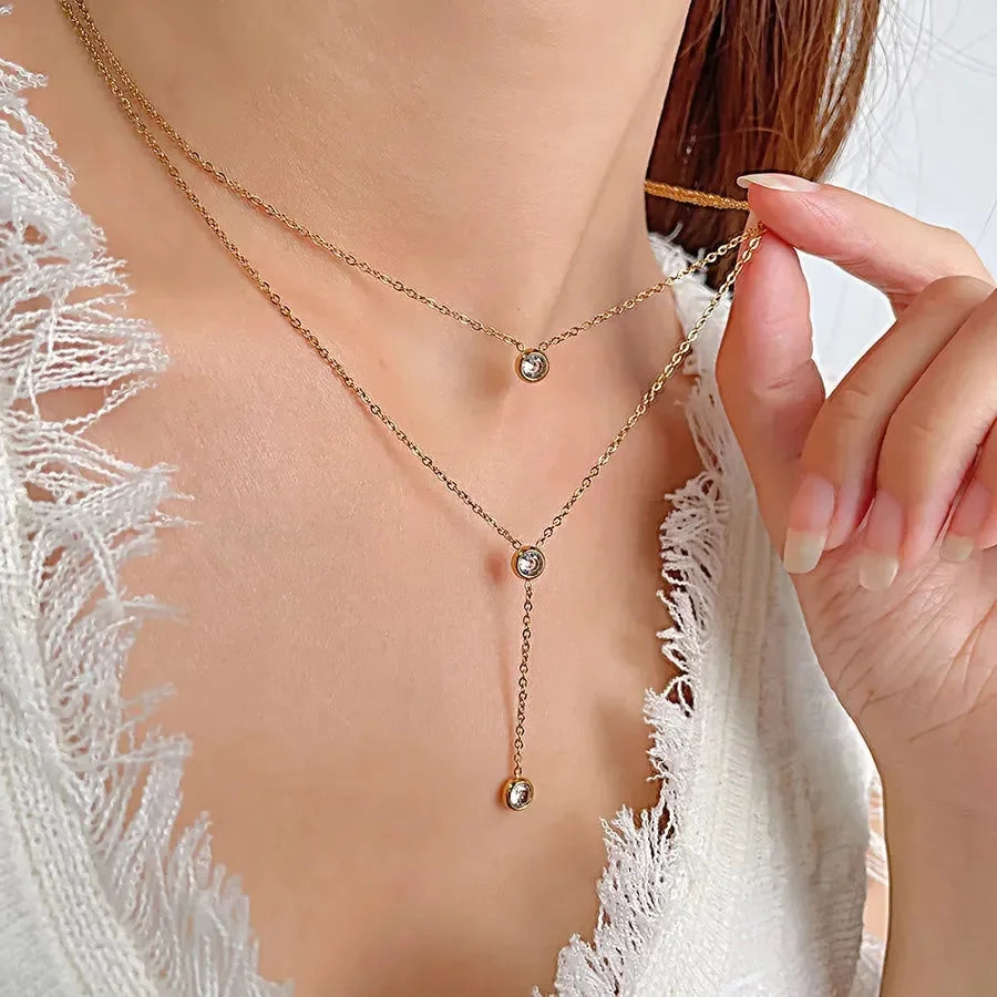 Double Layer Drop Necklace - Diatoms