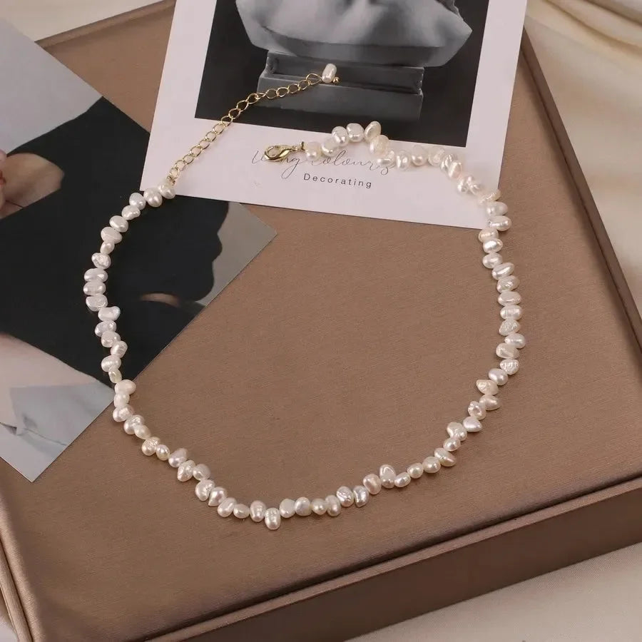 Vacation Round Pearl Beaded Necklace - Diatoms