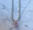 French Geometric Water Droplets Heart Shape diamond Pendant - Diatoms