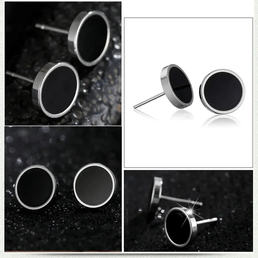Black Dumbbell Round Stud - Diatoms