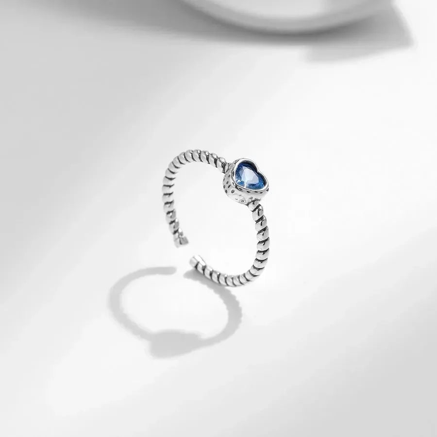 French Style Heart Shape Sterling Silver rings - Diatoms