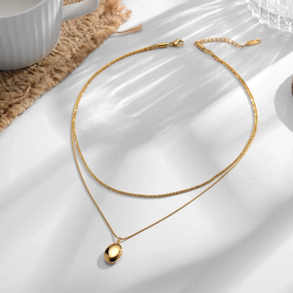 Luxy Double Layered Oval Necklace