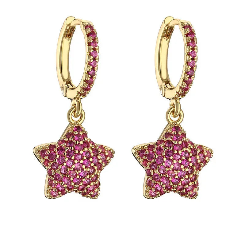 Midnight Gleam Rose Gold Drop Earrings - Diatoms