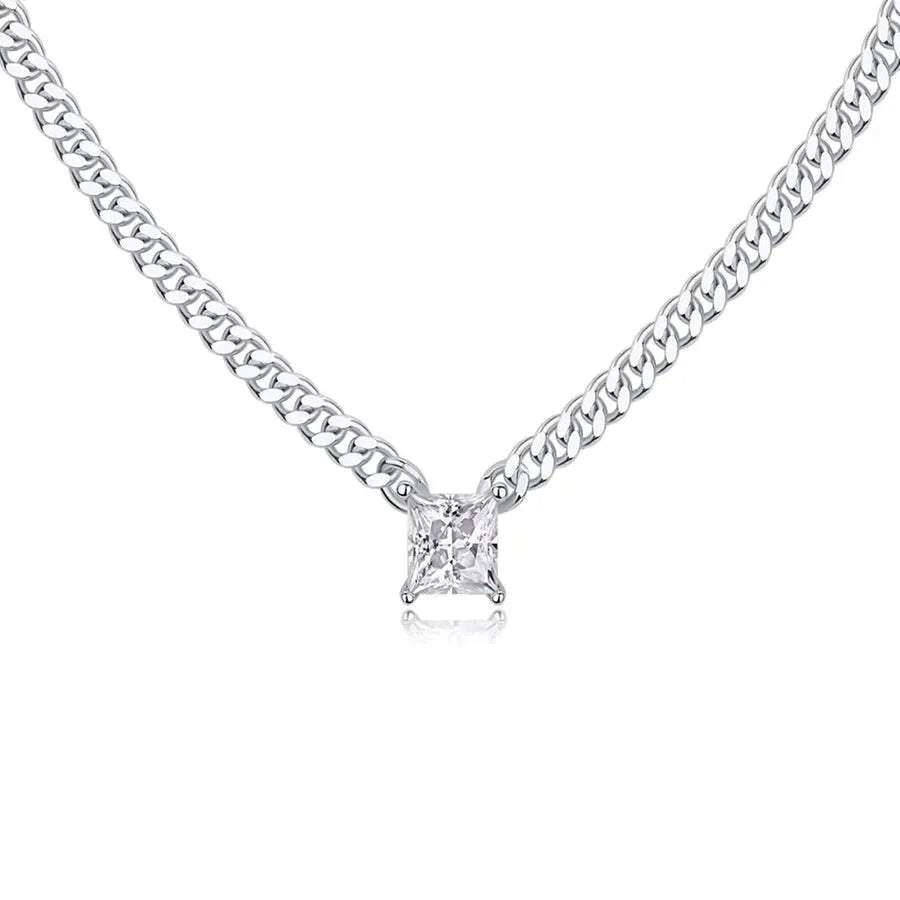 Luxy 925 Sterling Silver Moissanite Square GRA Certificate Pendant - Diatoms