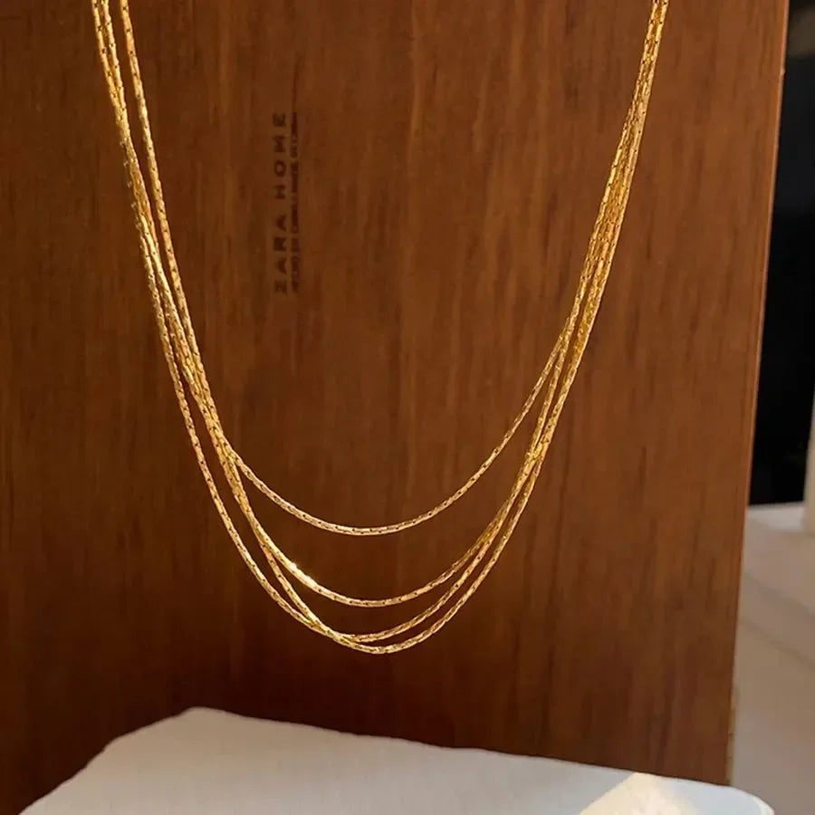 Golden Four Layered Necklace - Diatoms