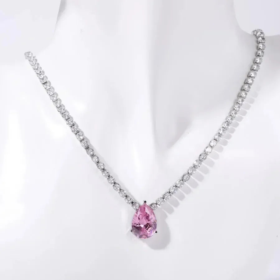 French Geometric Water Droplets Heart Shape diamond Pendant - Diatoms